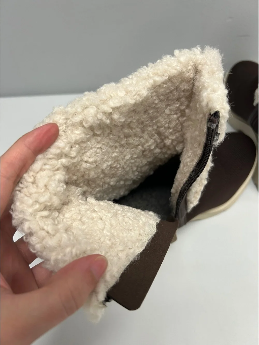 Vivaia Brown Quilted Winter Boots with Cream Faux Fur Lining